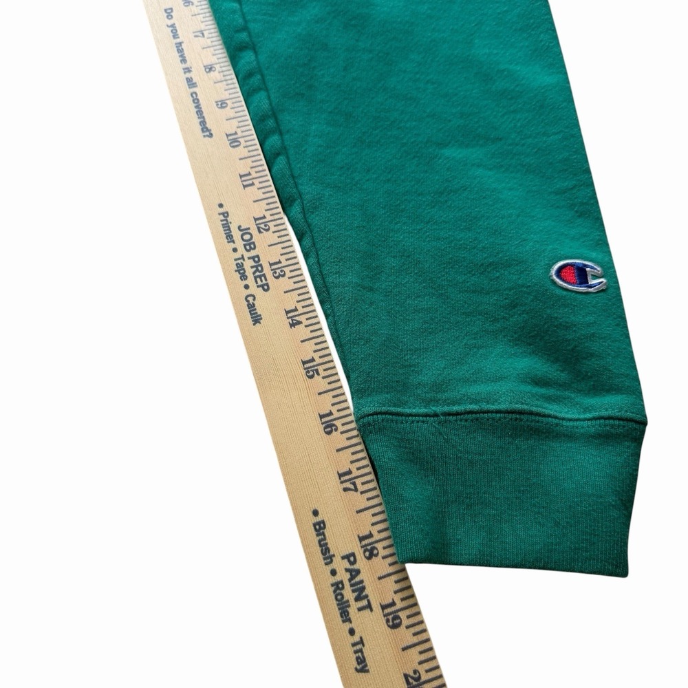 Vintage Champion Reverse Weave Green Hoodie Sweatshirt Size Medium M Patch Logo - Picture 7 of 8